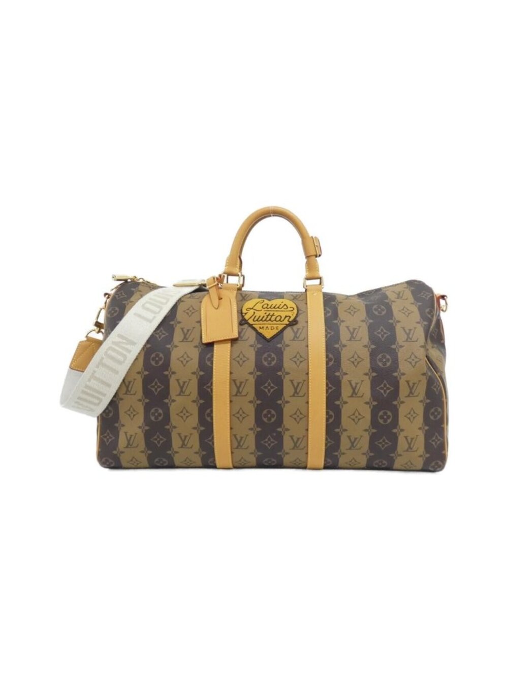 Louis Vuitton Monogram Stripe Keepall Bandouliere 50 Boston Bag